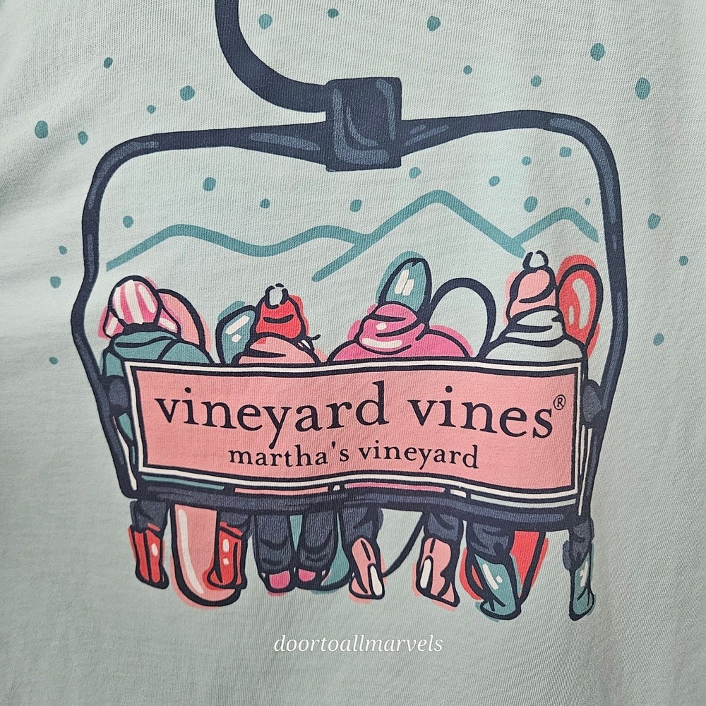 Vineyard Vines Graphic T-Shirt 100% Cotton SOFT Long Sleeve Ski Lift sz L - Picture 9 of 10